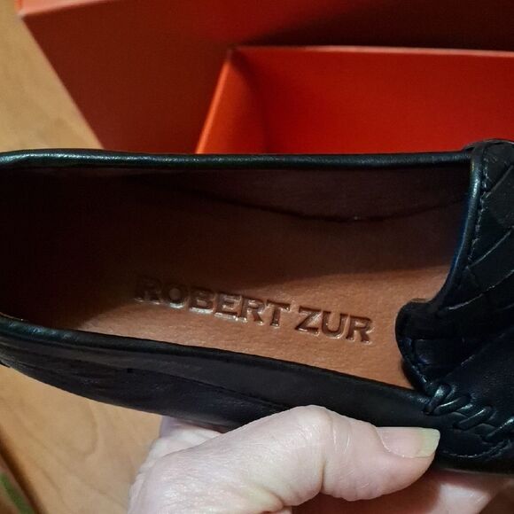 Robert Zur Black Woven Leather Loafers